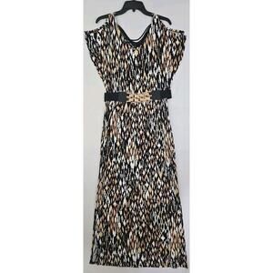 Spence ~Woman Size S~ Beige/Brown Animal Print Sleeveless Drest Elastick Waist.